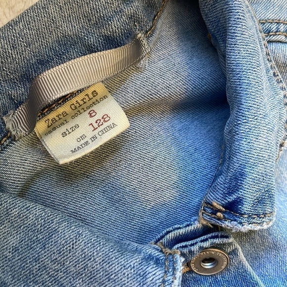 Zara youth size 8 medium blue freyed style jean denim jacket - Picture 5 of 9